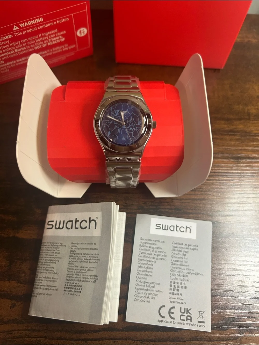 Swatch Petal Frenzy YLS235G Stainless Steel Watch New in Box